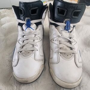 Jordan Kids White and Blue High-Top Sneakers